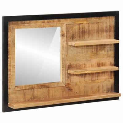 VidaXL Spiegel met schappen 80x8x55 cm glas en massief mangohout