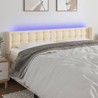 Hoofdbord LED 183x16x78/88 cm stof crèmekleurig