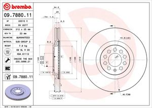 Remschijf BREMBO, Remschijftype: Binnen geventileerd, u.a. für VW, Audi, Seat, Skoda