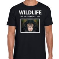 Aap / chimpansee t-shirt met dieren foto wildlife of the world zwart voor heren
