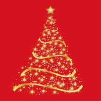 Ambiente kerst thema servetten - 20x st - 33 x 33 cm - rood - kerstboom - Feestservetten - thumbnail