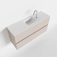 Toiletmeubel Mondiaz Ada | 100 cm | Meubelkleur Linen | Lex wastafel Talc Midden | 1 kraangat