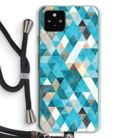 Gekleurde driehoekjes blauw: Pixel 5a 5G Transparant Hoesje met koord