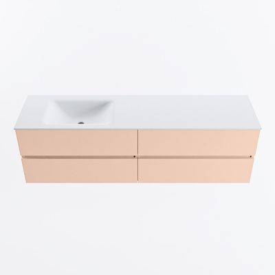 MONDIAZ VICA 170cm badmeubel onderkast Rosee 4 lades. Wastafel CLOUD links zonder kraangat, kleur Talc.