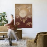 Urban Cotton Wandkleed 'Birds By Night' 80 x 110cm in Frame - black