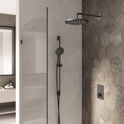 Hotbath Cobber IBS23 Regendoucheset inbouw - 35cm wandarm - 20cm ronde hoofddouche - 3 standen handdouche - glijstang - nikkel geborsteld IBS23GN17