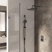 Hotbath Cobber IBS23 Regendoucheset inbouw - 35cm wandarm - 20cm ronde hoofddouche - 3 standen handdouche - glijstang - nikkel geborsteld IBS23GN17