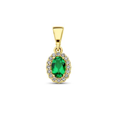 14K Geelgouden Hanger met Mei Geboortesteen Zirkonia - 16mm