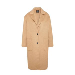 C&A Clockhouse coat met wol en reverskraag camel