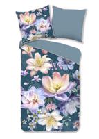 Descanso Dekbedovertrek "bloemen" - Petrol - (155x220 cm) - Katoen Satijn