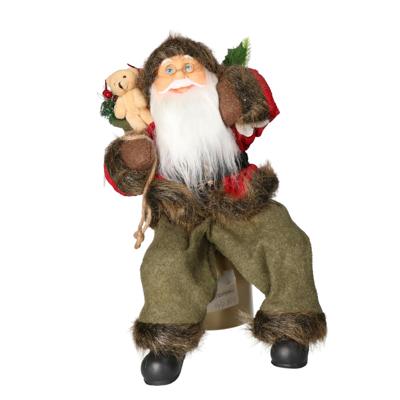 Kerstman pop Hendrik - H45 cm - rood - zittend - kerst beeld -decoratie figuur