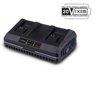 Dubbele lader - SCHEPPACH - 2,4 A - SDBC2.4A - Laadt gelijktijdig twee Li-ion-accu's uit het Scheppach 20V IXES-assortiment