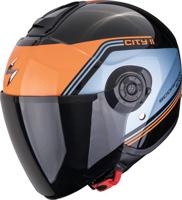 SCORPION EXO-City II Vita, Jethelm of scooter helm, Zwart-Blauw-Oranje