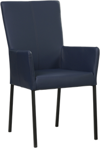 Blauwe leren moderne eetkamerstoel Daily - poot vierkant zwart - Hermes Leer Kobalt (blauw leer)