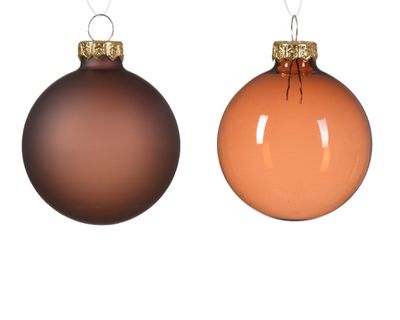 Kerstbal glas d6 cm espresso 6st kerst - Decoris