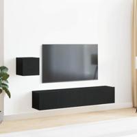 TV-kastenset 4 pcs Zwart eiken 80 x 30 x 30 cm Bewerkt hout