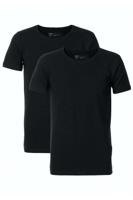 Petrol Industries Body Fit T-Shirt ronde hals Dubbel pak zwart, Effen