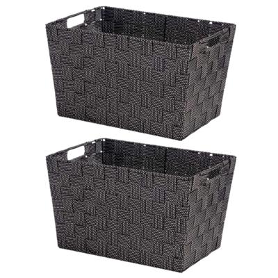 Kast/badkamer opbergmandjes - Set van 2x stuks - zwart - 35 x 25 x 20 cm - 10 liter - opbergmandjes