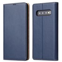 Horizontale Flip PU lederen draagtas voor Galaxy S10 PLUS, met houder & kaartsleuf & portemonnee (blauw)