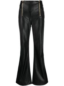 PINKO pantalon en cuir artificiel à coupe évasée - Noir