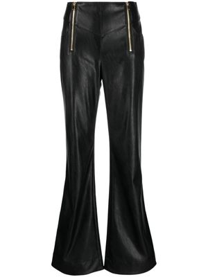 PINKO pantalon en cuir artificiel à coupe évasée - Noir