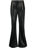 PINKO pantalon en cuir artificiel à coupe évasée - Noir