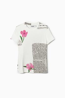 T-shirt kranten bloemen - WHITE - L
