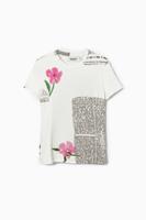 T-shirt kranten bloemen - WHITE - L