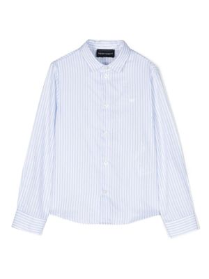 Emporio Armani Kids chemise en coton à rayures - Bleu