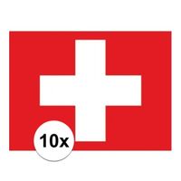 10x stuks Stickertjes van vlag van Zwitserland   -