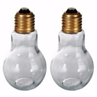 Zout/peper strooier dispenser - 2x - gloeilamp vorm - 11 cm - glas - keukendecoratie