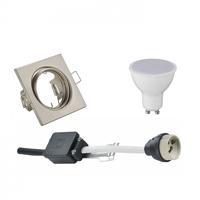 Kantelbare LED Inbouwspot Set GU10 - Mat Nikkel - Warm Wit 3000K