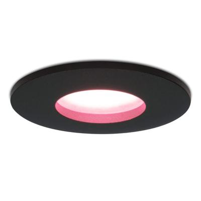 Porto - Smart inbouwspot - IP44 waterdicht - 5,5 Watt 345 Lumen - Wifi + Bluetooth - RGBWW - GU10 - Google Home, Amazon Alexa en Siri - Voor binnen, buiten en badkamer - Zwart