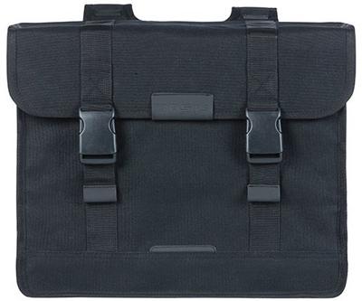 Basil kavan eco classic dubbele fietstas - duurzaam organisch canvas - zwart - 68l