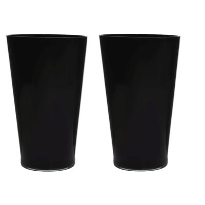 Vaas/bloemenvaas van glas - 2x stuks - zwart - conisch model - 40 x 25 cm