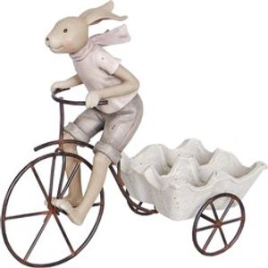 Clayre & Eef Beeld Konijn 26*11*24 cm Beige Polyresin Woonaccessoires beeld decoratie Decoratieve Accessoires
