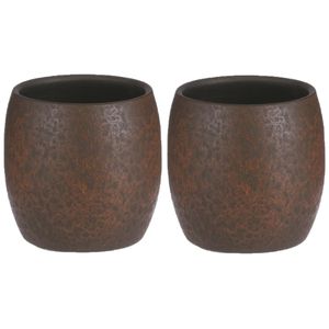 Mica Decorations Bloempot/plantenpot - 2x - roest/terracotta bruin - voor kamerplant - H22 x D24 cm