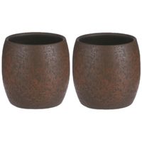 Mica Decorations Bloempot/plantenpot - 2x - roest/terracotta bruin - voor kamerplant - H22 x D24 cm