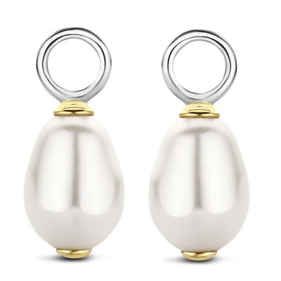 TI SENTO-Milano 9249PW Oorringbedels zilver-parel goud-en zilverkleurig-wit 8 x 18 mm