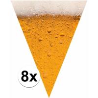 Bierglas print vlaggenlijn - 8x - slinger - 650 cm - bierfeest/oktoberfest versiering - kunststof