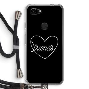 Friends heart black: Pixel 3a Transparant Hoesje met koord