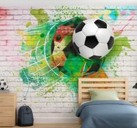 Veelkleurige voetbal fotobehang tienerkamer