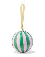 HEMA Kerstbal 6cm papier brede strepen lila-groen (multi)