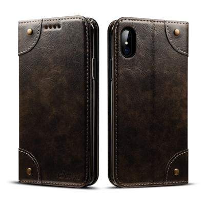 Voor iPhone XS/X barokke eenvoudige horizontale Flip lederen draagtas met houder & kaartsleuven & portemonnee (zwart)