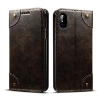 Voor iPhone XS/X barokke eenvoudige horizontale Flip lederen draagtas met houder & kaartsleuven & portemonnee (zwart)