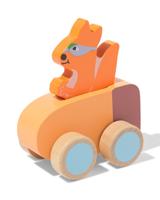 HEMA Auto met superheld eekhoorn 10x12x6.5cm hout
