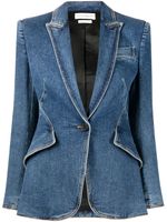 Alexander McQueen blazer en jean One Butt - Bleu