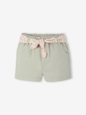 Kort papieren tasje met riem voor baby groengrijs