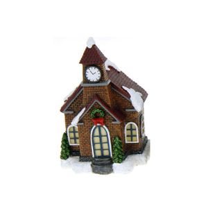 1x Verlichte kerstdorp huisjes/kersthuisjes kerkjes/kerken 13,5 cm   -