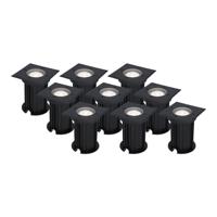 Set van 9 Ramsay LED Grondspots Vierkant - Dimbaar - GU10 - 6500K daglicht wit - 4 Watt 345 Lumen - Tuinspot - Zwart - IP67 waterdicht - Overrijdbaar voor de Oprit, Tuin en Terras